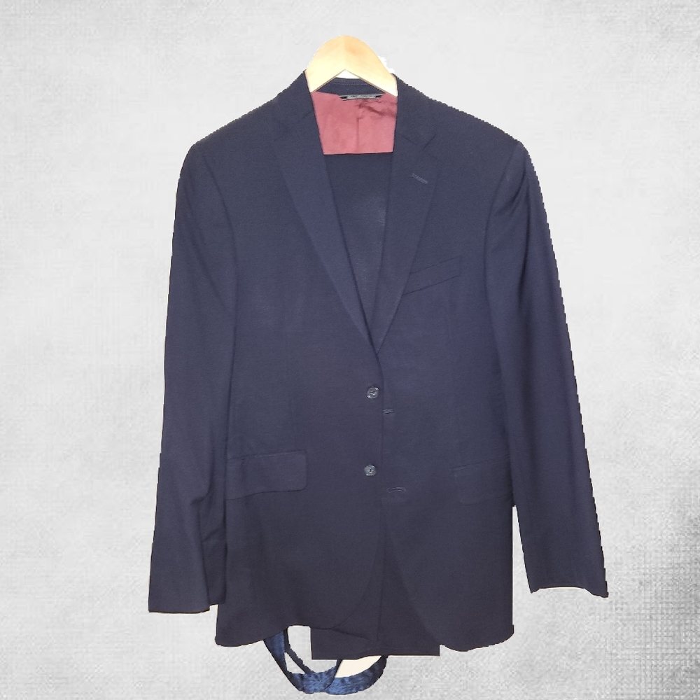 Jack Victor Navy Suit with Suspenders 38R
